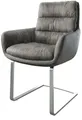 Produktbild: DELIFE Polsterstuhl Abelia-Flex, Armlehnen Freischwinger flach Edelstahl Grau Antik