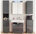 Produktbild: trendteam Badmöbel-Set Amanda, Badmöbel-Set Hochschrank Unterschrank Spiegelschrank Beleuchtung