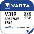 Produktbild: 10x V319 Uhrenbatterie Knopfzelle = SR64SW SR527SW VARTA