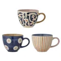 Produktbild: Bloomingville Eviaya Tasse, Blue, Steingut, T9,5xH7 cm, 3er Set, 290 ml