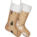 Produktbild: BRUBAKER 2er Set Weihnachtsstrumpf zum Befüllen und Aufhängen - Tannenbäume und Rentiere - 52 cm groß - Nikolausstrumpf für Weihnachten und Nikolaus - Weihnachtsdeko Weihnachtssocken aus Jute