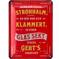 Produktbild: LANOLU Retro Blechschild - Bar Schild, lustige Wanddeko Küche mit Spruch LETZTER STROHHALM IM SEKT STECKT GEHTS - Cocktail Schild Geschenkidee - Metallschilder vintage Deko 15x20cm