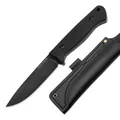 Produktbild: Böker SOLINGEN® DBK Bushfriend 2000 Allblack - Suvival Bushcraft-Messer schwarz mit Leder-Scheide feststehend - Pfadfinder Fahrtenmesser 42a konform - Outdoor Batoning Knife mit 11 cm Ceracoat Blade