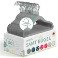 Produktbild: Laleni Kinderkleiderbügel 30 Stück + Samtbezug - platzsparende 360° drehbare Kleiderbügel mit rutschfestem Bezug in grau für Kinder und Babys