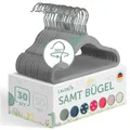 Produktbild: Kinderkleiderbügel 30 Stück + Samtbezug - platzsparende Kleiderbügel Kinder -...