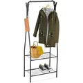 Produktbild: Relaxdays - Kleiderständer Metall, 2 Ablagen & 4 Haken, Kleiderstange, HxBxT: 158 x 60 x 33 cm, Garderobenständer, schwarz