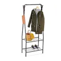 Produktbild: Relaxdays Kleiderständer Metall, 2 Ablagen & 4 Haken, Kleiderstange, HxBxT: 158 x 60 x 33 cm, Garderobenständer, schwarz