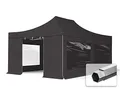 Produktbild: TOOLPORT ALU Pavillon Faltpavillon 4x6m mit Panoramafenster robust und wasserdicht Professional 50mm Partyzelt schwarz