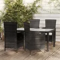 Produktbild: 5-tlg. Garten-essgruppe Mit Kissen Poly Rattan Schwarz - Vidaxl