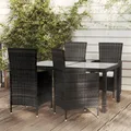 Produktbild: 5-tlg. Garten-Essgruppe mit Kissen Poly Rattan Schwarz