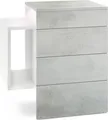 Produktbild: Vladon Nachttisch Queens, Germany, Nachttischschrank mit 2 Schubladen und 1 seitlichem Fach zur Wandmontage, Weiß matt/Beton Oxid-Optik, inkl. LED Unterbaustrahler weiß (60 x 63 x 36 cm)