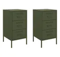 Produktbild: vidaXL Nachttisch Nachttische 2 Stk. Olivgrün 36x39x68 cm Stahl (2-St)