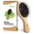 Produktbild: lampox Kinder Haarbürste Bambus mit Wildschweinborsten Kopfmassage Haarpflege, Entwirrbürste für lange Haare & Locken von Damen, Herren & Kinder, Massagebürste für die Kopfhaut, Detangler
