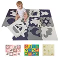 Produktbild: Hakuna Matte Stylische Baby Puzzlematte 1,2 x 0,9 m Meereswelt – 12 Platten 30x30 cm – 20% dickere, weiche, schadstofffreie Krabbelmatte – pflegeleicht, plastikfreie Verpackung