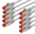 Produktbild: 10 x 0,5m CAT.6 S/FTP PiMF Kabel grau doppelt geschirmt Patchkabel Netzwerk LAN