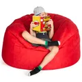 Produktbild: Green Bean Jumbo Max Riesensitzsack mit Memory-Schaum Flockenfüllung – Sitzsack XXL aus flauschigem Velours in 4ft (120x70cm) Rot – Indoor Lounge-Sitzsack waschbar & gemütlich