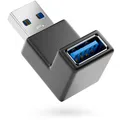 Produktbild: deleyCON USB 3.0 Winkel Adapter - 90° Grad Winkeladapter - A-Stecker zu A-Buchse - Kompatibel mit Allen USB Kabeln - Optimale Kabelführung