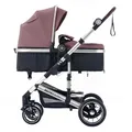 Produktbild: Daliya® NEOMOVE 2in1 Kombi-Kinderwagen | Buggy | klappbare Babywanne und Sportsitz | Große Räder | Rückenlehne stufenlos | Leichter Alu-Rahmen | Großer Einkaufskorb (Silber-Violett)