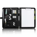 Produktbild: Vebon® Schreibmappe A4 groß Rom I Doppel Reißverschluss + Klemmbrett I Konferenzmappe + Laptoptasche I extra Stauraum I Schwarz I Kunstleder