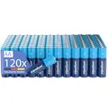 Produktbild: AA Batterien R6 Mignon 120er Pack Zink-Kohle Lange Lagerfähigkeit Cadmium- & quecksilberfrei umweltfreundlich verpackt Vorratspack Alpalium