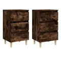 Produktbild: vidaXL Nachtkommode, Nachttische 2 Stk. Massivholz-Beine Räuchereiche 40x35x69 cm