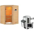 Produktbild: Karibu Woodfeeling Sauna Antonia - 38 mm Bronzierte Ganzglastür Ohne Dachkranz 3,6 kW Plug&Play Ofen inkl. Steuergerät