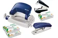 Produktbild: Leitz 5507 Stanz- und Lochgerät Bundle inkl. Aufbewahrungsklammern und Klammerentferner Komplettset blau