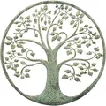 Produktbild: Dekoleidenschaft Wandbild Baum des Lebens aus Metall, mintgrün lackiert mit Kupfer Patina, rund Ø 40 cm, Metallbild Lebensbaum, Wanddeko Tree of Life