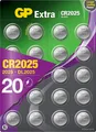 Produktbild: GP Extra Lithium Knopfzellen CR2025 3V, 20 Stück Knopfbatterien 2025 / DL2025 3 Volt Spannung