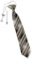 Produktbild: TigerTie Kinderkrawatte in braun beige silber anthrazit grau gestreift - Krawatte vorgebunden mit Gummizug