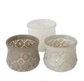 Produktbild: BOLTZE GRUPPE GmbH Tischvase Windlicht Tunis Glas lackiert Taupe/Grau/weiß H.9 cm Ø.11 cm 3er Set