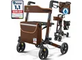 Produktbild: KESSER® Leichtgewicht Rollator faltbar mit Sitz, Griff, Tasche, schmal für Senioren Wohnung, Klappbar, Höhenverstellbar, Reflektoren All Gelände Reifen Indoor-& Outdoor, Gehhilfe, Laufhilfe