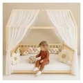 Produktbild: Baby Fancyroom Betthimmel Hausbett Himmel Premium Tüll, Baldachin für Kinderbett Mädchenzimmer, 2-teilig, mit 4 Schleifen, Premium Tüll weiß 340 cm