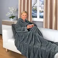 Produktbild: Gräfenstayn® Kuscheldecke mit Ärmel – Flauschige Decke zum Anziehen – Öko-Tex Standard 100 – Ärmeldecke für Damen & Herren – TV-Decke (Anthrazit, 200x150cm)