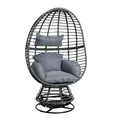Produktbild: ESTEXO Schwingsessel Polyrattan Sessel Relaxsessel Loungesessel Rattan Schwingstuhl (Anthrazit)