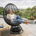 Produktbild: Polyrattan Loungesessel Schwingsessel Rattan Sessel Relaxsessel Stuhl Anthrazit