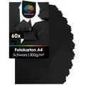 Produktbild: OfficeTree 60 Blatt Fotokarton A4 Schwarz 300g - Fotokarton Schwarz A4 zum Basteln, Schneiden & Scrapbooking – Lignin- & Säurefrei - Tonkarton