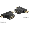 Produktbild: Delock Adapter HDMI-A Buchse > HDMI-C + HDMI-D Stecker (HDMI, 4.40 cm) (65446)