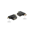 Produktbild: Delock HDMI Splitter - HDMI weiblich zu 19 pin mini HDMI Type C, 19 pin micro HDMI Type D männlich