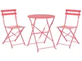 Produktbild: Beliani Balkonset Metall rot 3-teilig Tisch rund mit 2 Stühlen klappbar modern Fiori