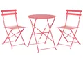 Produktbild: Balkonset Metall rot 3-teilig Tisch rund mit 2 Stühlen klappbar modern Fiori