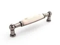 Produktbild: SO-TECH® Möbelgriff Porzellangriff Landhaus BA 96 mm Altsilber / Cremefarbig, Griff Schrankgriff Schubladengriff - incl. Schrauben