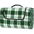 Produktbild: Picknickdecke Campingdecke Strandmatte Wasserdicht Wärmeisoliert Waschbar Fleece Faltbar Garten Stranddecke 200x200cm, Karo/Grün - Detex
