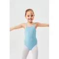 Produktbild: tanzmuster Body Ballettbody Leonie aus weichem Baumwollmischgewebe Spaghettiträger Trikot fürs Kinder Ballett blau 140/146