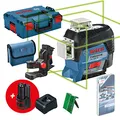 Produktbild: Bosch Professional 12V System Linienlaser GLL 3-80 CG (2x Akku 12 V, Ladegerät, grüner Laser, mit App-Funktion, Universalhalterung, Arbeitsbereich: bis 30 m, in L-BOXX) – Amazon Exclusive Set