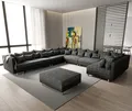Produktbild: DELIFE Wohnlandschaft Clovis XXL Schwarz Hocker Ottomane Links modular, Design Wohnlandschaften, Couch Loft, Modulsofa, modular