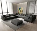 Produktbild: DELIFE Wohnlandschaft Clovis, XXL Schwarz mit Hocker Ottomane Links Wohnlandschaft Modulsofa
