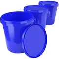 Produktbild: Fixedbyu - 3x Eimer Mit Deckel Kunststoff Leereimer Griff 15,9l Lebensmittelecht Blau