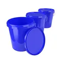 Produktbild: 3X Eimer mit Deckel 16 Liter Blau - lebensmittelecht luftdicht und stabil, Leer Eimer mit Griff und Verschluss Deckel für Lebensmittel Chemie Wand Farbe Waschpulver Klebstoffe geeignet