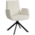 Produktbild: HOMCOM Sessel Drehbar Loungesessel mit Armlehne, Wolle-Leinenoptik, modern Polsterstuhl mit Knopfheftung, Stahlbeine, für Wohnzimmer, Schlafzimmer, Cremeweiß